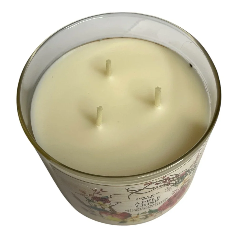 Bath & Body Works Apple Crisp 3 Wick Scented Candle 14.5oz lid Autumn Fall *READ